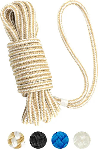 Miniatura 9 de BLUEWING Líneas de muelle de nailon trenzado doble con lazo de 12 pulgadas, 25 pies 3/8 pulgadas 0.394 in, cuerda marina de amarre para barco azul