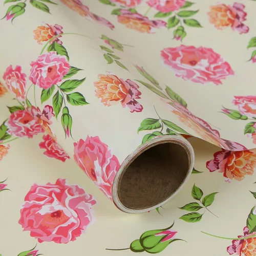 Miniatura 45 de Aimyoo - Rollo de papel de regalo floral kraft - Rollo jumbo - 30 pulgadas x 33 pies - Papel de regalo vintage con flores para todas las ocasiones