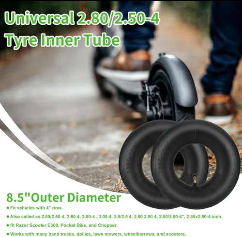 Miniatura 3 de 2.80/2.50-4" Tubos internos, 2 unidades de alta resistencia 2.80 2.50-4/280/250-4 Tubo interno de neumático de repuesto con válvula doblada