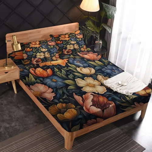 Miniatura 2 de Lotus Sábanas tamaño individual – Sábanas de cama de flor de loto, microfibra suave, bolsillo profundo, sábanas y fundas de almohada sin arrugas, 3