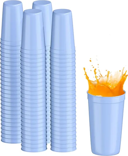 Miniatura 57 de PartyPrints Paquete de 100 vasos de plástico en blanco reutilizables de 10 a 12 onzas, vasos de estadio a granel, sin BPA, aptos para lavavajillas