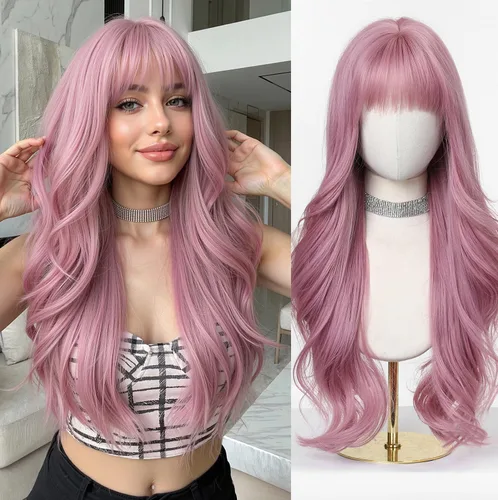Miniatura 31 de Esmee Pelucas largas y onduladas para mujer, cabello sintético natural, resistente al calor, para uso diario y fiestas, cosplay, 24 pulgadas