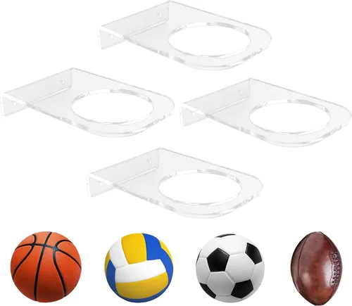 BiJun Basketball Holder Wall Mount, Acrylic Football Display Rack, Clear Ball Storage Hanger Wall Mount, for Football, Basketball, Volleyball, Rugby