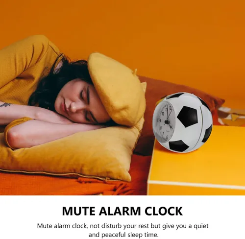 Miniatura 3 de Wakauto - Reloj despertador de escritorio con forma de balón de fútbol con campana silenciosa, reloj de mesa silencioso con luz nocturna de 4.72
