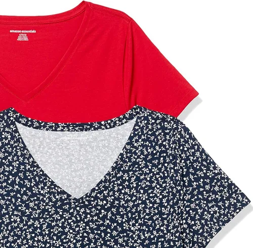 Miniatura 6 de Tienda Essentials - Camiseta de manga corta con cuello en V para mujer, corte clásico, 100% algodón, 2