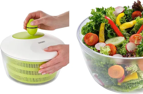 Miniatura 3 de Leifheit Trend - Molinillo de ensalada verde y blanco, secadora de ensalada con manivela de 4 litros con base antideslizante, agarre ergonómico