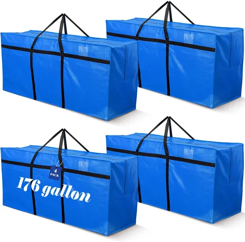 Miniatura 31 de 4 Piezas Bolsas de Mudanza Grandes con Cremallera y Asas Bolsas de Lona Tipo Duffle Plegables de Almacenamiento Extra Resistentes Extra Grandes
