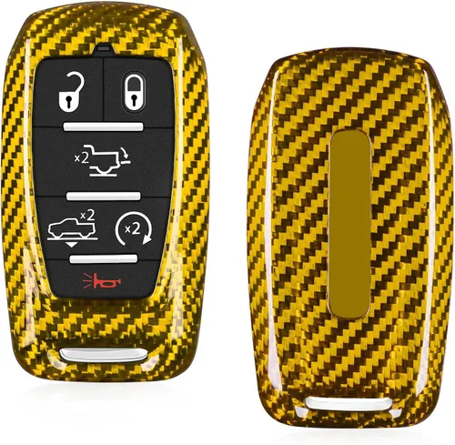 Miniatura 8 de Protector de llavero de fibra de carbono real para Dodge Ram 1500 2500 3500 accesorios, funda para llavero con llavero 2019-2025, azul
