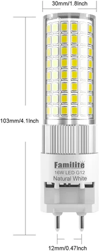 Miniatura 3 de Bombilla LED G12 de 16 W, blanco natural, 4000 K, bombilla de maíz bi-pines, paquete de 4