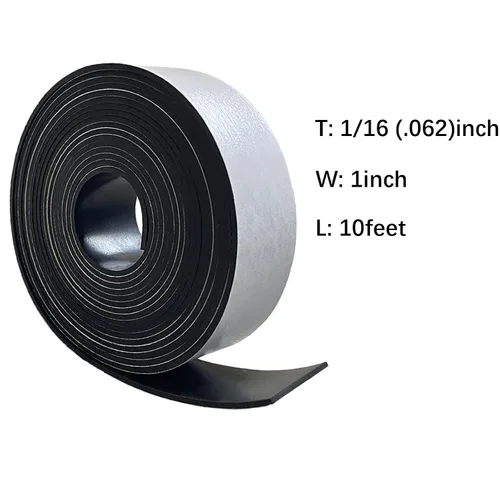 Miniatura 3 de Hoja de goma sólida Salimhib con adhesivo de 1/16 (.062)" de grosor X 1" de ancho X 10' de largo, tiras de goma sólida en rollos autoadhesivas