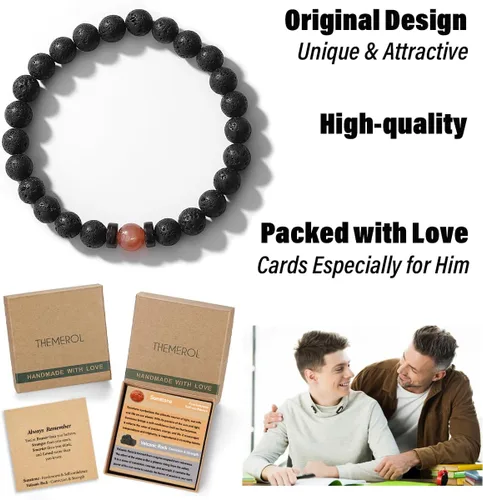 Miniatura 11 de Regalos navideños para adolescentes, hombres, fuerza/confianza, pulseras de piedras preciosas hechas a mano con tarjeta significativa