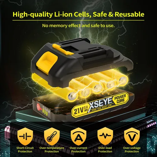Miniatura 2 de XSEYE Mini motosierra inalámbrica de 6 pulgadas, sierra de cadena de batería pequeña de mano con lubricación automática, sierras eléctricas
