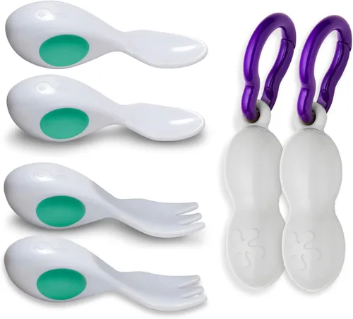 Miniatura 10 de Doddl Cuchara y tenedor para bebé, juego de cubiertos + estuche de viaje para bebés de 6 meses en adelante, aprende a autoalimentarse. Ayuda al