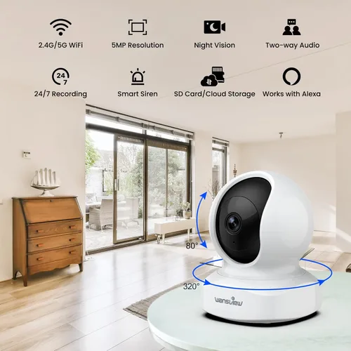 Miniatura 2 de Wansview Cámara de seguridad inalámbrica 1080P HD Wansview, WiFi Home cámara interior para bebé/ mascota/ niñera, detección de movimiento, 2 vías
