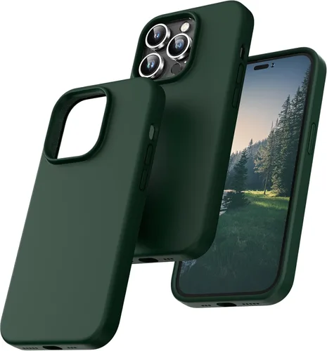 Miniatura 23 de TOCOL Funda delgada de silicona para iPhone 13 de 6.1 pulgadas, ajuste preciso, antideslizante, protección contra caídas, verde alpino