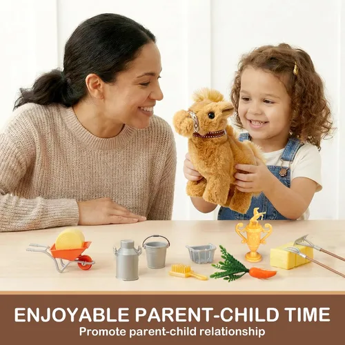 Miniatura 6 de Toylink Caballo de peluche para niños, juguete electrónico interactivo de peluche con hacer sonido/caminar/mover la cola, regalos de cumpleaños