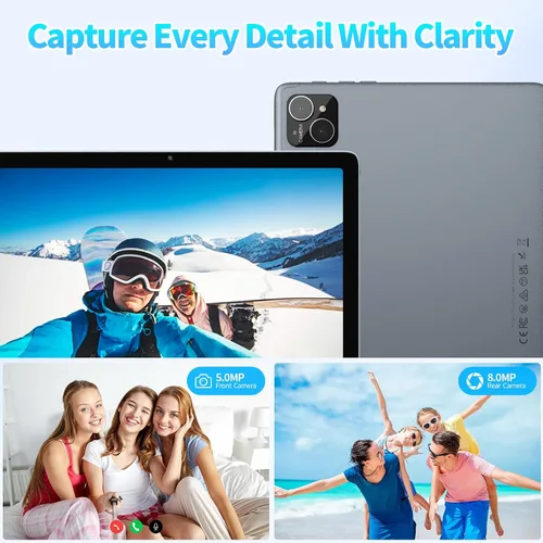 Miniatura 7 de PRITOM TAB11 Tablet Android de 10 pulgadas, Octa-Core, 128GB, WiFi6, pantalla HD IPS, cámara dual, Bluetooth, FM, USB C, tableta con funda