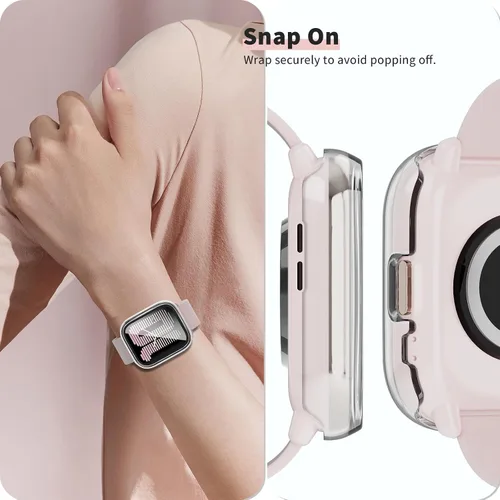 Miniatura 5 de Rc-Z Paquete de 2 fundas protectoras de pantalla para reloj inteligente Amazfit Active, parachoques duro de policarbonato integrado, película