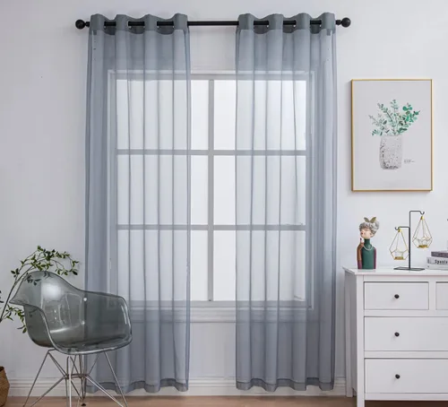 Miniatura 64 de PI - Cortinas traslúcidas con paneles pequeños, cortina transparente para ventana de cocina, mirador, 2 paneles