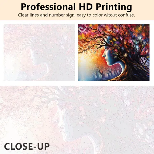 Miniatura 5 de TUMOVO Pintura por números para adultos principiantes, kits de pintura por números, pintura de bosque de otoño por números, pintura abstracta