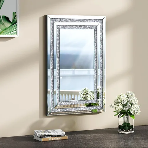 Miniatura 2 de KOHROS Crush Diamond Espejo de baño de 36 x 24 pulgadas, espejos de cristal para decoración de pared, espejo de pared rectangular para baño, entrada