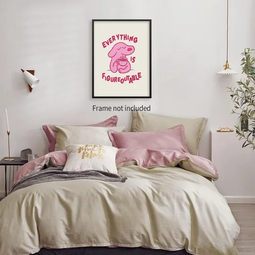 Miniatura 4 de Lmuwecno Arte de Pared con Citas de Afirmaciones Positivas de Perro Rosa Pósters Motivacionales de Animales Lindos Everything Is Figureoutable