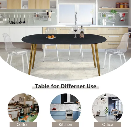 Miniatura 7 de Mesa de comedor redonda extensible de 70 pulgadas para 4 y 6 pulgadas, moderna mesa de comedor ovalada, mesa de comedor grande expandible