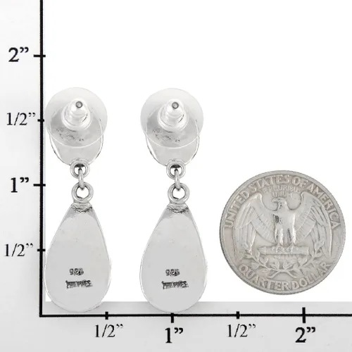 Miniatura 4 de Pendientes turquesa de plata de ley 925 auténtica turquesa (estilo seleccionado), Metal, Turquesa