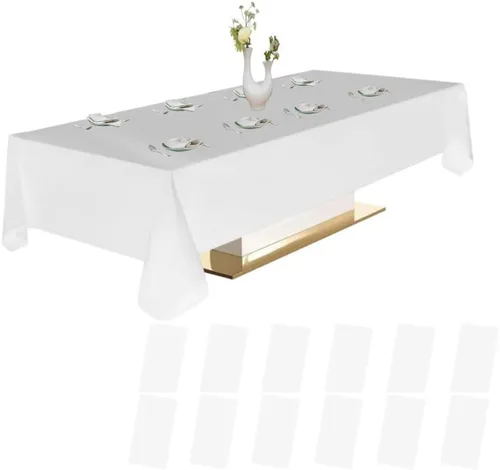 Miniatura 10 de Urby Paquete de 12 manteles rectangulares de plástico, con asientos para 4-6 personas, mantel desechable resistente y empaquetado individualmente
