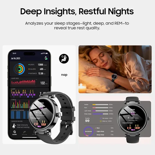Miniatura 6 de TOZO S8 AMOLED Smart Watch for Women Men, Fitness Tracker with Bluetooth Calling & Notifications, 3ATM Waterproof, Sleep & Stress Tracking, 100+