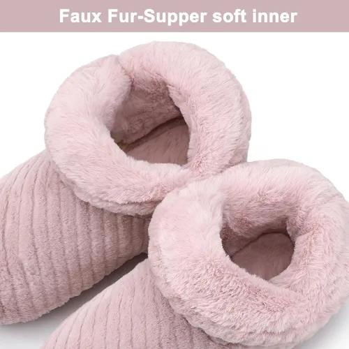 Miniatura 4 de HOMEHOT Pantuflas de invierno para mujer, cálidas, cómodas, suaves, forro de piel sintética, con forro polar