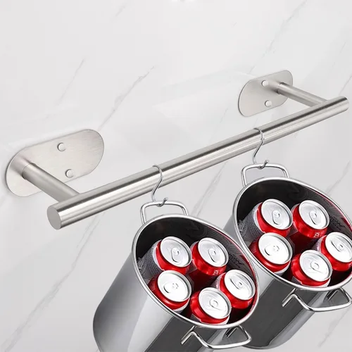 Miniatura 7 de TocTen Toallero de baño autoadhesivo, toallero para baño, soporte para toallas de baño de acero inoxidable a prueba de óxido, sin daños, barra