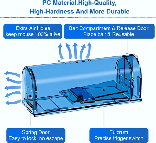 Miniatura 3 de Trampas para ratones, captura y liberación, trampas reutilizables para ratas, fáciles de instalar y seguras para la familia y las mascotas, no matan
