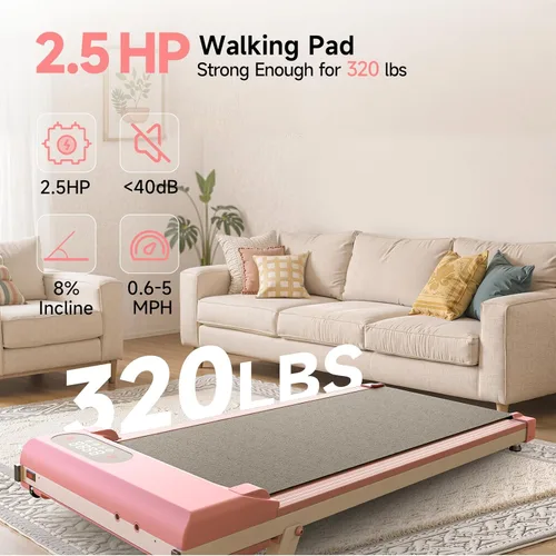 Miniatura 6 de Incline Walking Pad, 3.5HP Foldable Portable Treadmill with Handle Bars, Ultra Quiet ≤40dB Under Desk Treadmills for Home Office, 330LB Capacity