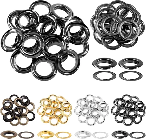 Miniatura 8 de Glarks 32 piezas de 0.984 in, 4 colores, ojales de metal grueso con arandelas kit para cuero, lona, lona
