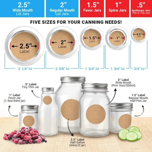 Miniatura 3 de Etiquetas de conservación solubles de MESS, 1.27 cm de diámetro, paquete de 200 – Adhesivos removibles de papel kraft para tarros de mermelada