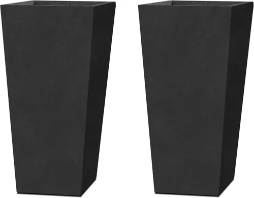 Kante Juego de 2 macetas altas y cónicas de hormigón de 24.4 pulgadas de alto, maceta grande para interiores y exteriores, con orificio de drenaje y