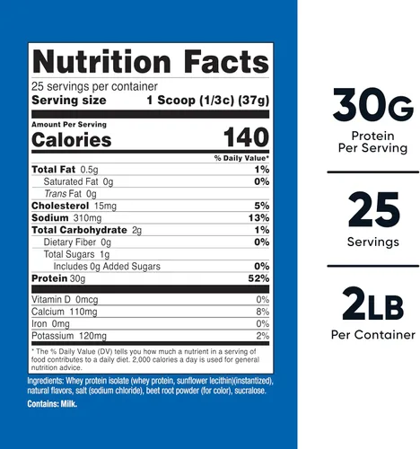 Miniatura 2 de Nutricost - Proteína aislada de suero de leche, sabor batido de fresa, 2 libras