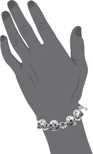 Miniatura 2 de WithLoveSilver de plata de ley 925grande Biker Gótico Calavera y huesos pulsera