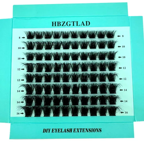 Miniatura 13 de Mezcla de pestañas postizas 3D esponjosas de un solo racimo, abanicos de volumen, pestañas individuales segmentadas naturales para extensión