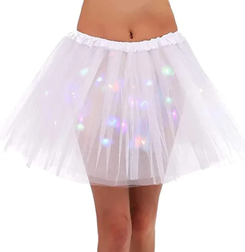 Miniatura 48 de Faldas de tutú LED para mujer, falda de tul con capas para baile de ballet, faldas iluminadas para disfraz de fiesta