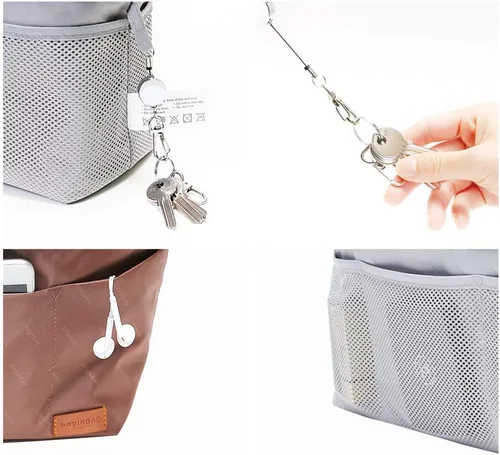 Miniatura 40 de iN Organizador de bolso con cremallera de tela de nailon para mujer, Beige