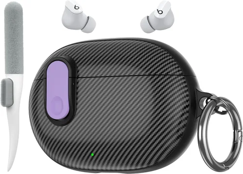 Valkit Funda transparente compatible con Beats Studio Buds 2021/2023+ con kit de limpieza y cerradura, funda protectora de TPU suave a prueba de