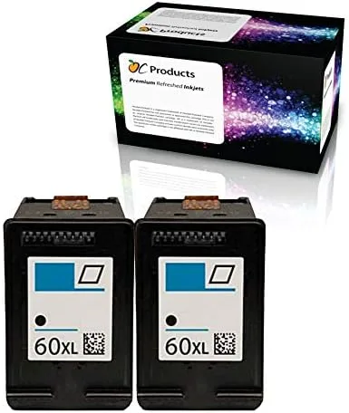 Cartucho de tinta de repuesto para impresoras HP 60XL, negro para impresoras Envy 120 114 Deskjet F4480 F4210 D1660 F4400 (2 negras)