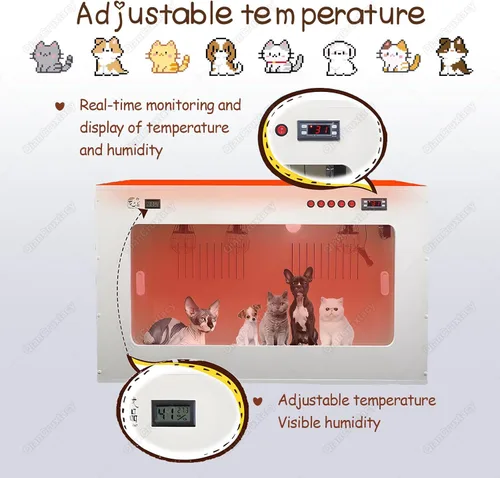 Miniatura 6 de Incubadora de cachorros recién nacidos, monitoreo en tiempo real de la temperatura y la humedad, sistema de calefacción mejorado con lámpara