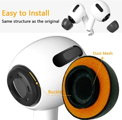 Miniatura 2 de KASOTT Almohadillas híbridas de espuma viscoelástica y silicona mejoradas para AirPods Pro de 1ª y 2ª generación, ultra cómodas, orejas Negro