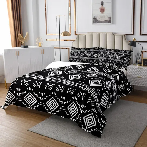 Miniatura 3 de Erosebridal Juego de edredón tribal bohemio azteca negro blanco étnico bohemio juego de colcha Queen Western Southwestern juego de ropa de cama