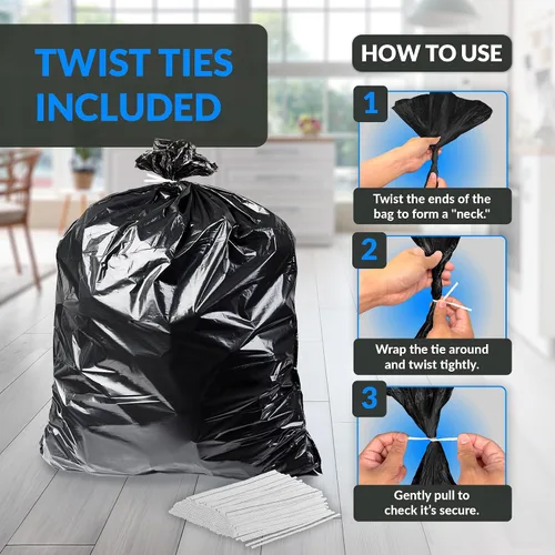 Miniatura 4 de Reli. Bolsas de basura de 55 a 60 galones resistentes 150 unidades 50-60 galones Bolsas de basura negras grandes Fabricadas en Estados Unidos