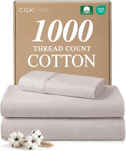 Miniatura 13 de Juego de sábanas individuales de 1000 hilos, sábanas 100% algodón, más suaves que el algodón egipcio, juego de 3 piezas, tejido satinado suave, ropa