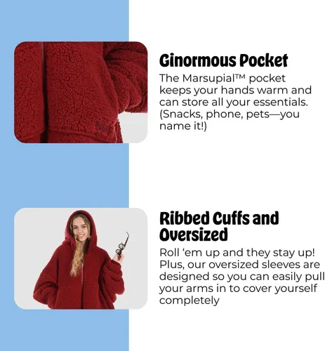 Miniatura 5 de THE COMFY Teddy Bear From Shark Tank Patented Zipper Oversized Sherpa Wearable Blanket Hoodie Gift for Women & Men